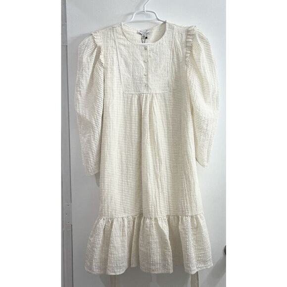 NWT Current Air Anthropology Mini Dress Shift Cottagecore Peasant Small Ivory - Picture 1 of 12